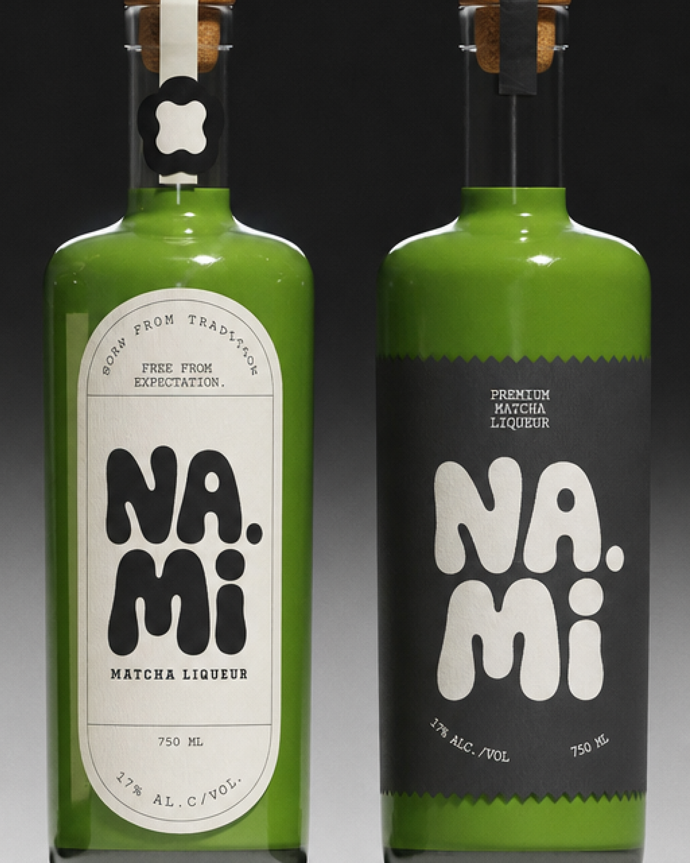 NAMI, the black and cream bottles side by side