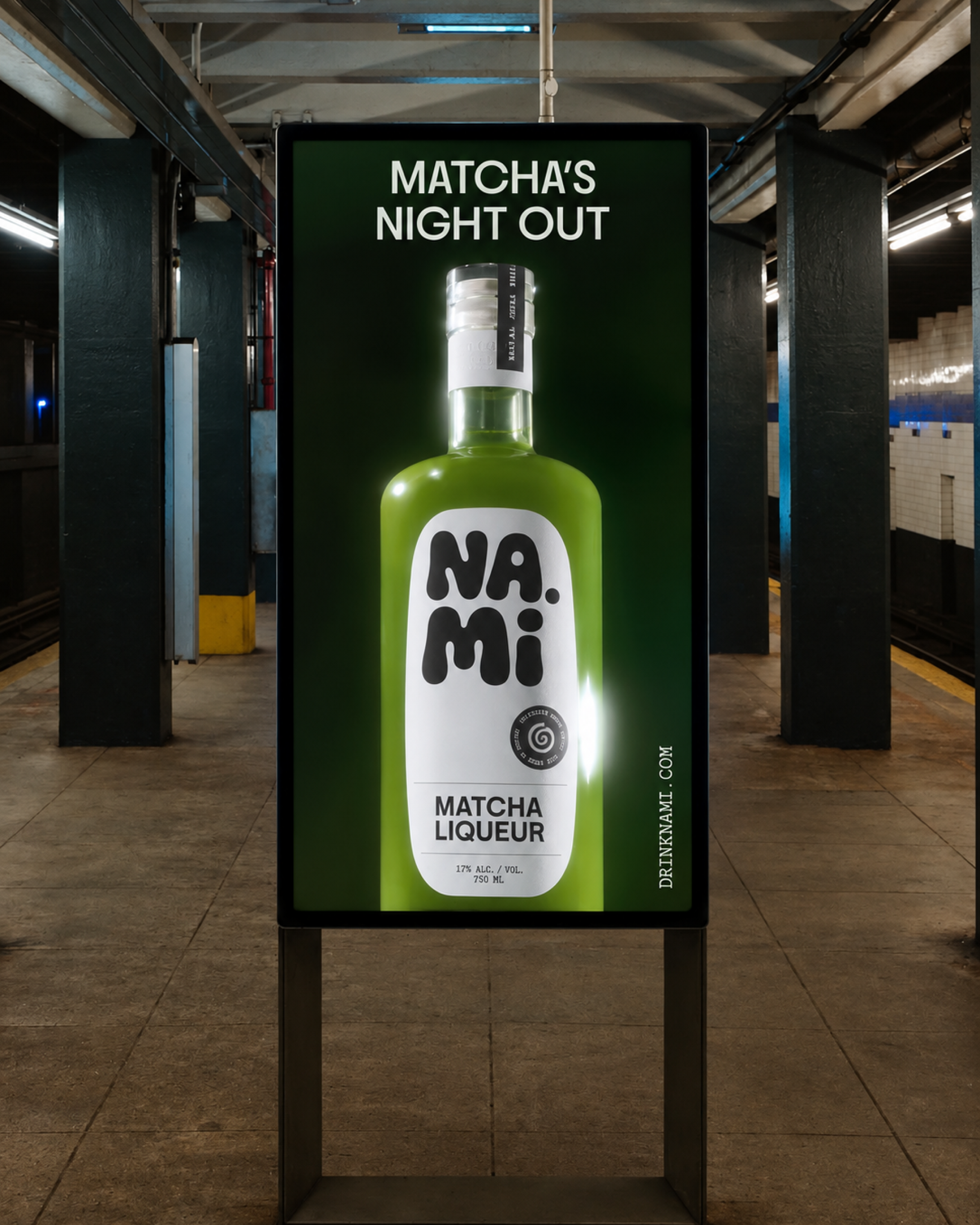 NAMI, a Matcha's night out poster in a subway station